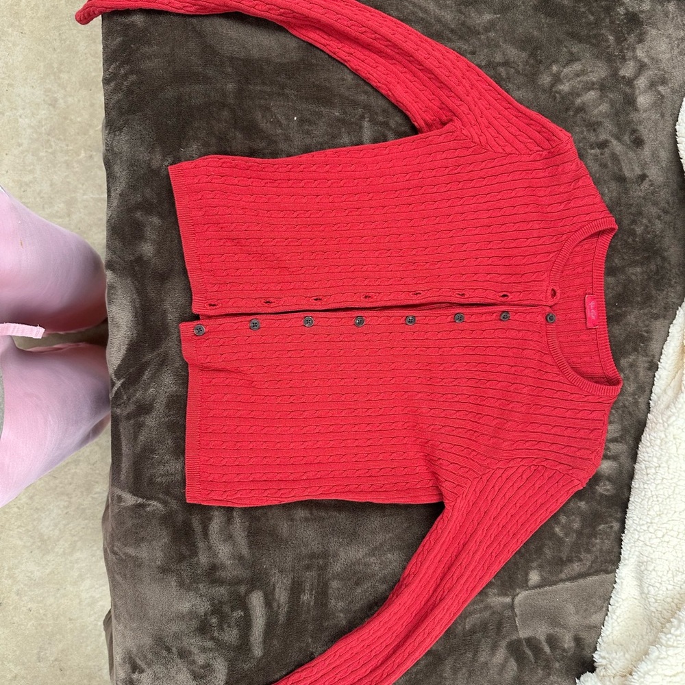 PacSun Red Cable Knit Cardigan